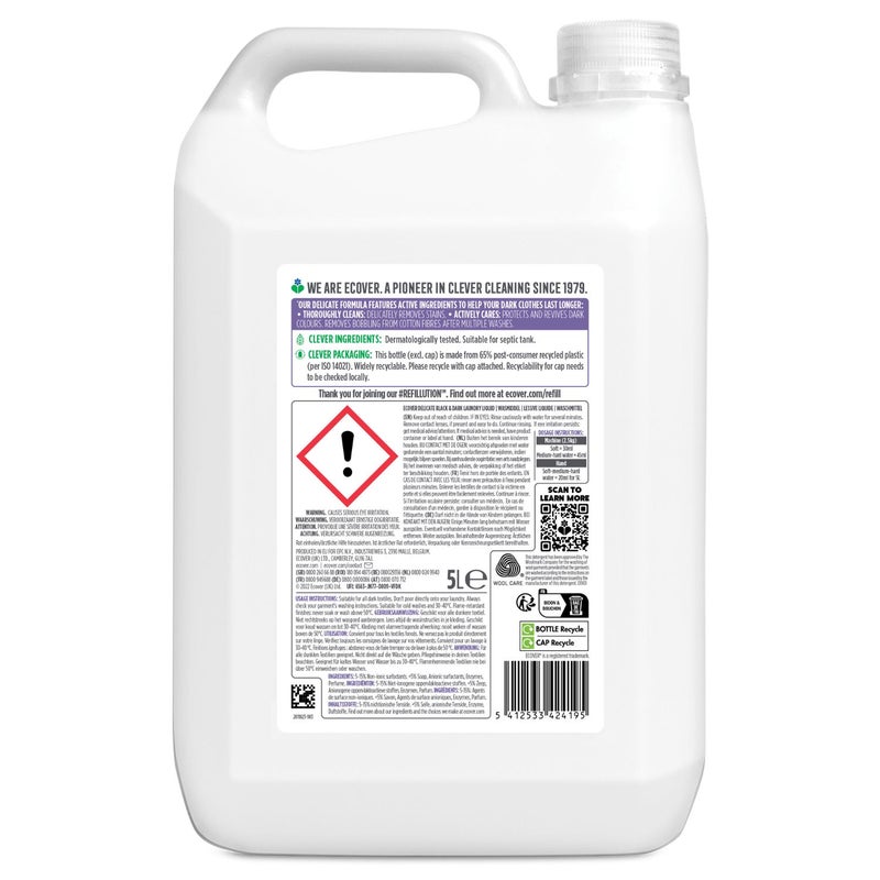 ecover Laundry Liquid Refill for Black and Dark Colors Lime and Lotus Scent - 5 Litre - Image 2